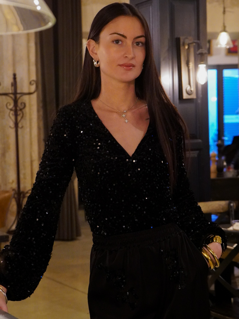 Body sequin noir