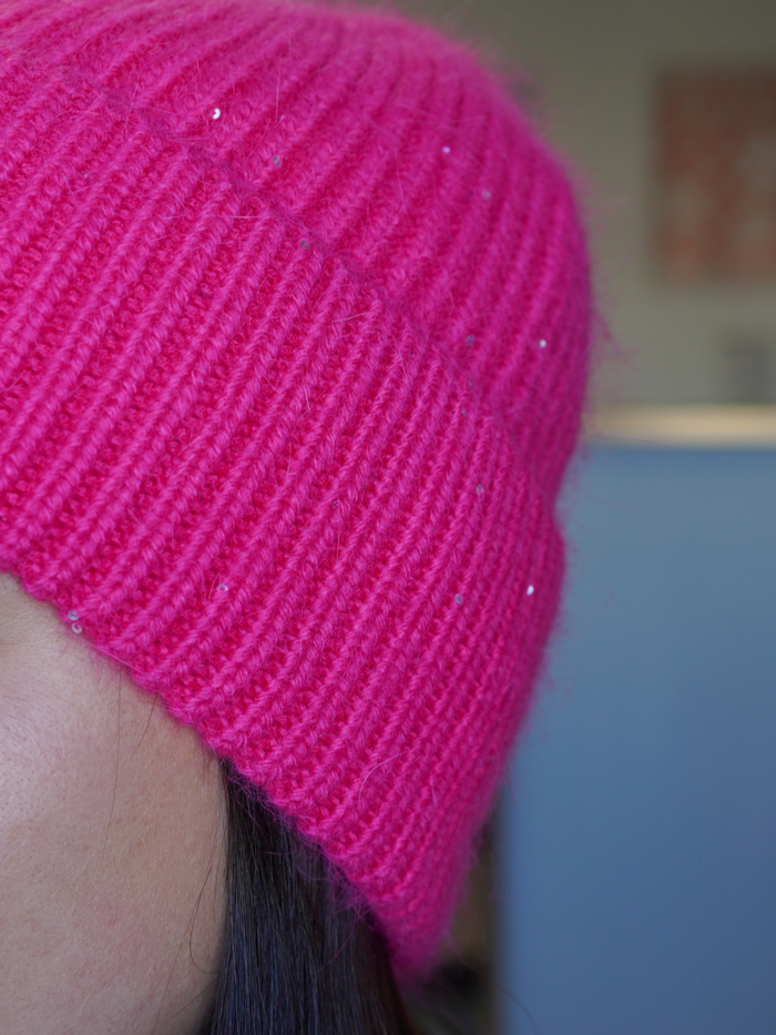Bonnet paillette rose