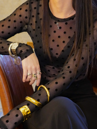 Top transparent à pois