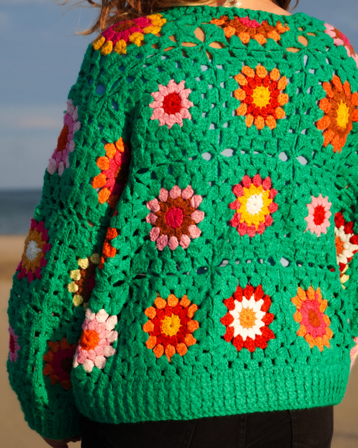 Gilet crochet vert PRÉ-COMMANDE