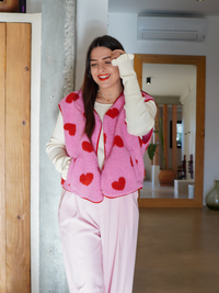 Gilet sans manches cœur rose pré-commande