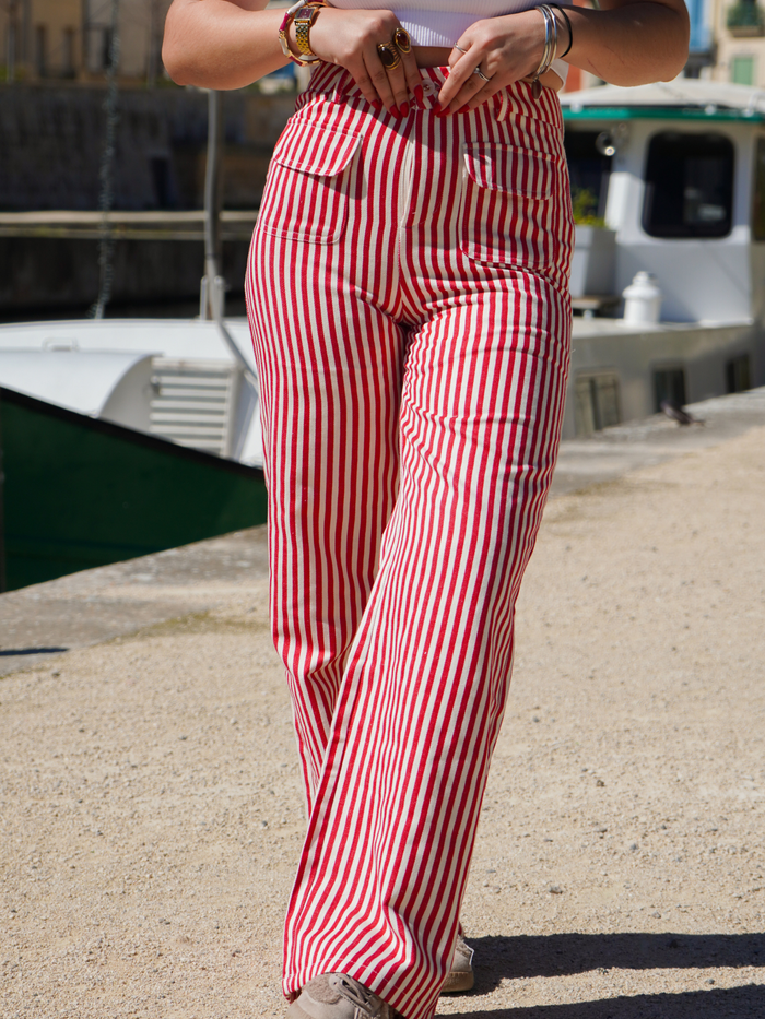 Pantalon rayures rouge