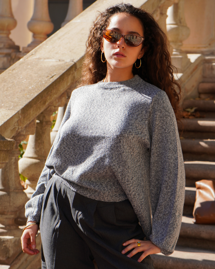 Pull dos nu gris