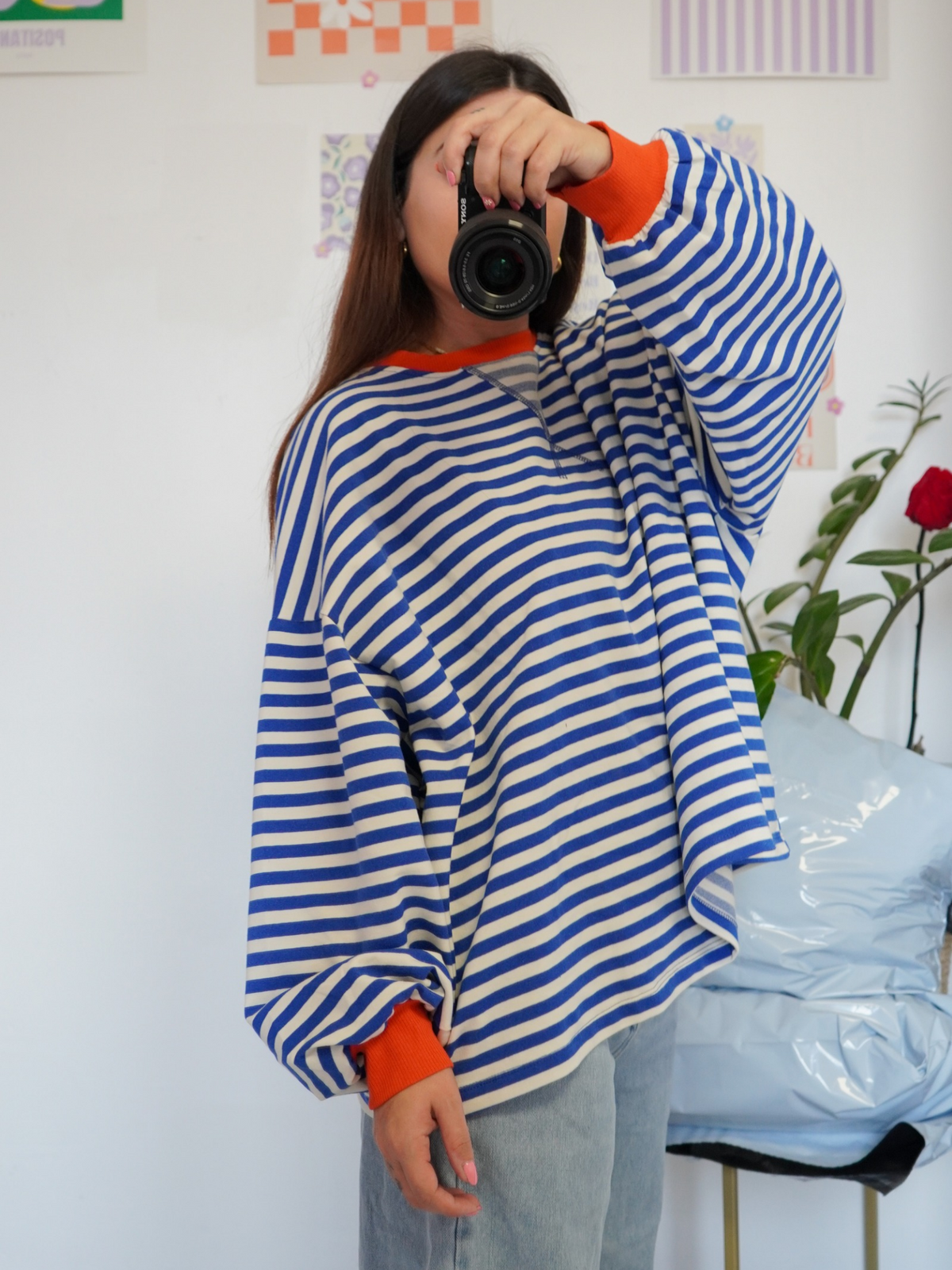 Top manches longues rayures bleu