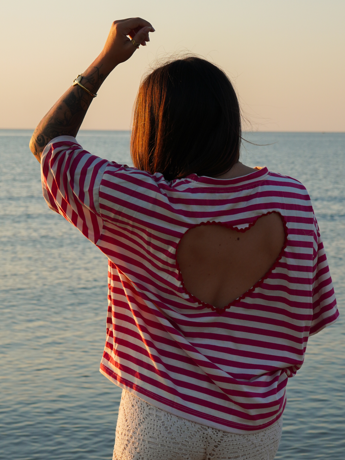 T-shirt cœur rayures
