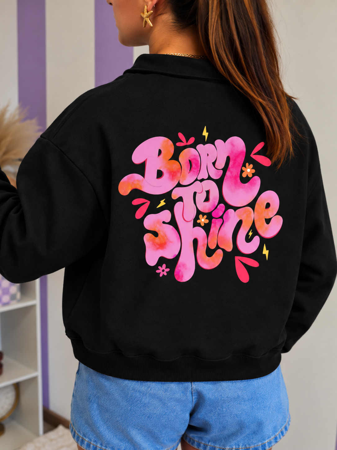 Sweat zippé Born To Shine (2 couleurs)