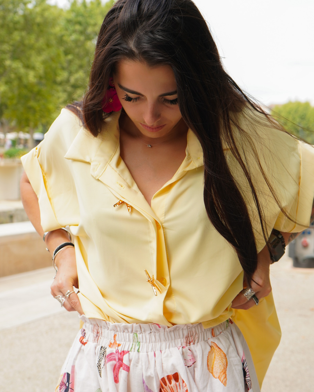 Chemise broche jaune