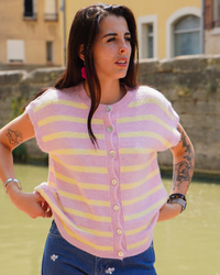 Gilet rayures rose
