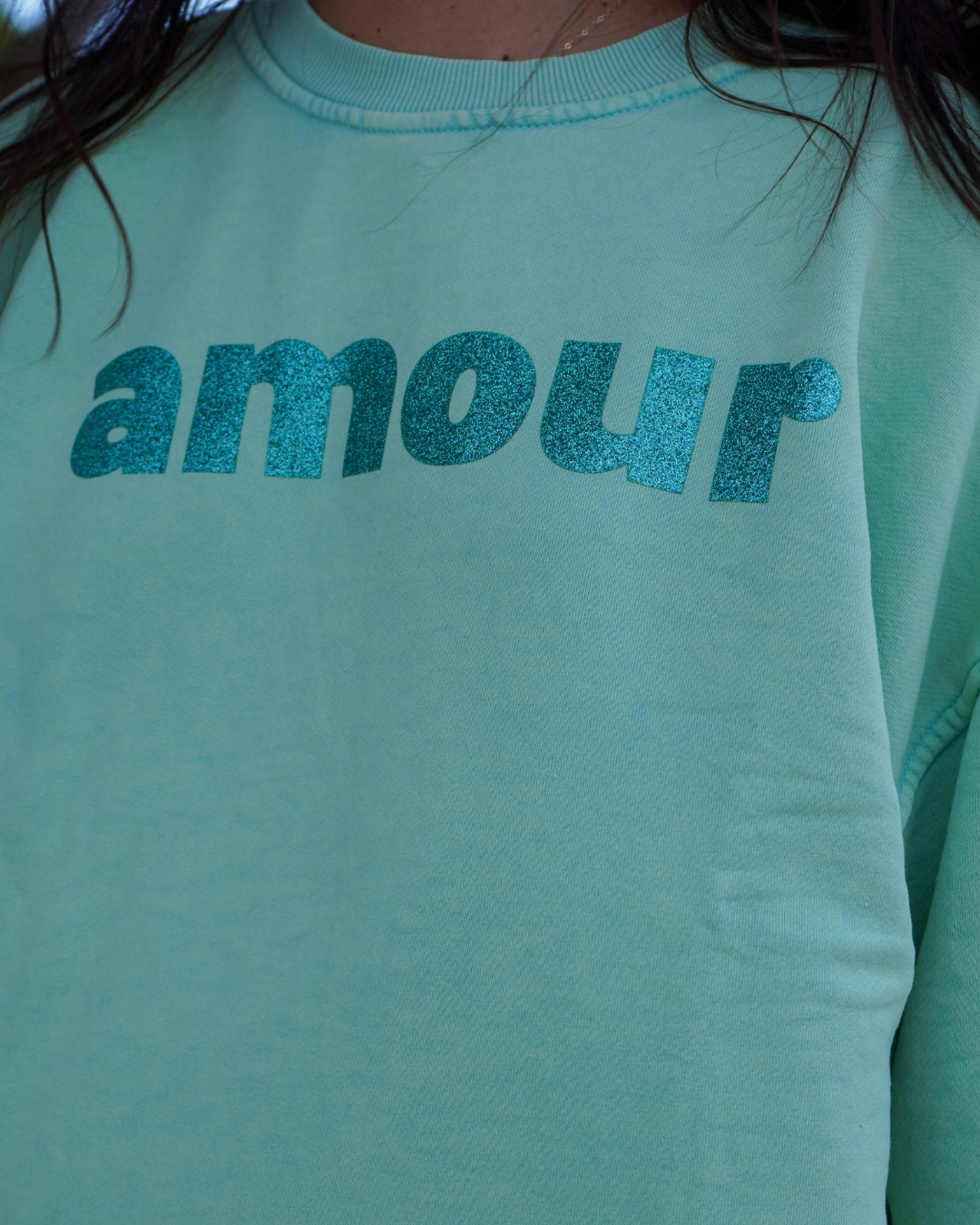 Sweat amour vert d'eau