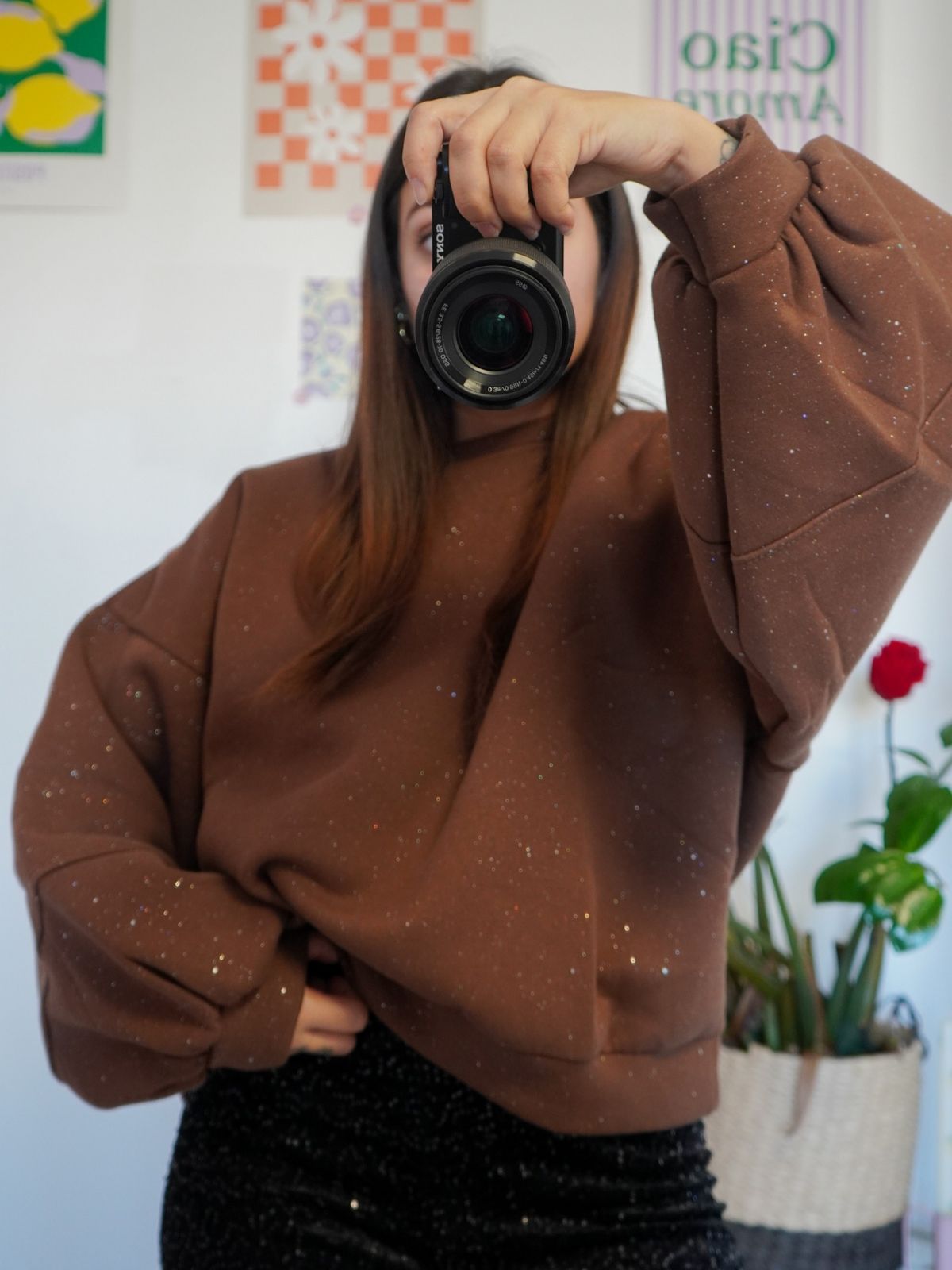 Sweat pailleté chocolat