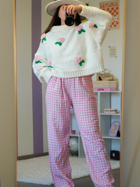 Pantalon vichy rose