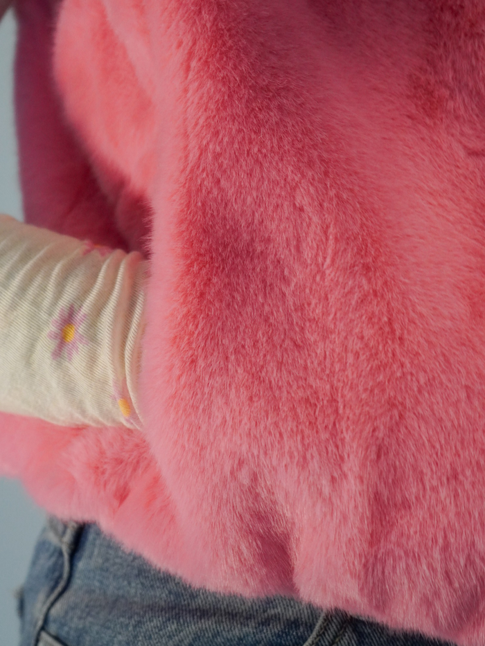 Gilet fausse fourrure rose