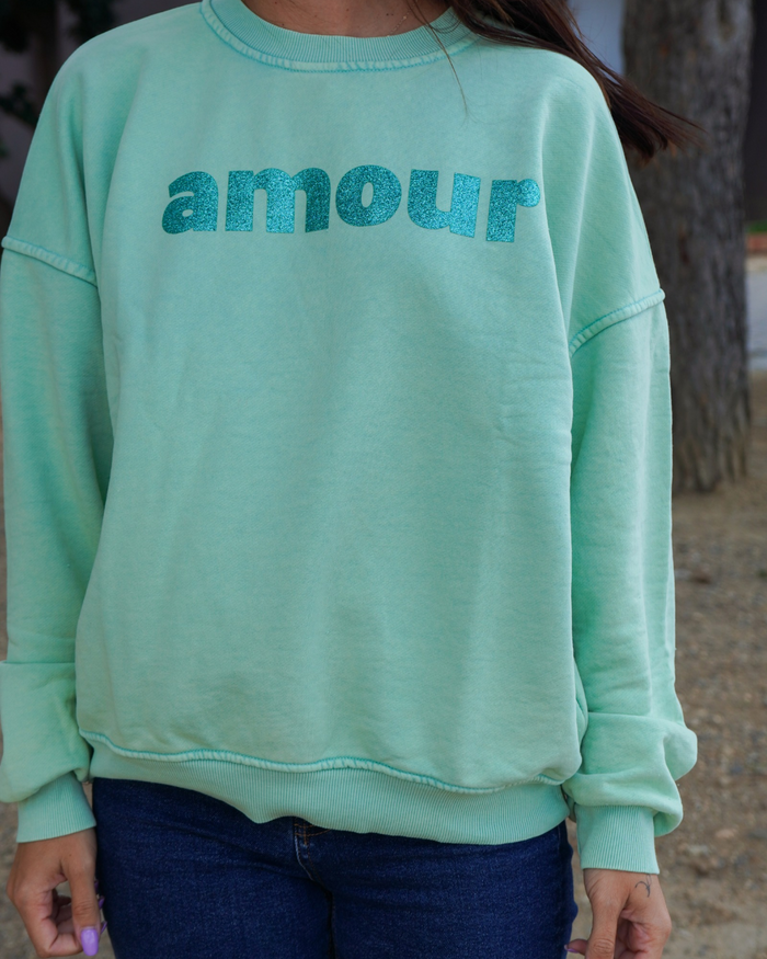 Sweat amour vert d'eau