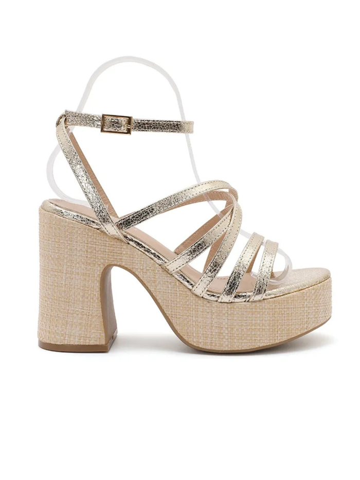 Sandales à talons doré