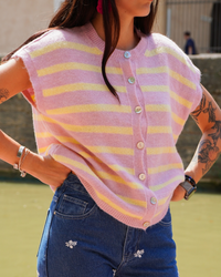 Gilet rayures rose