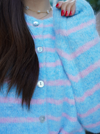 Cardigan ciel/rose