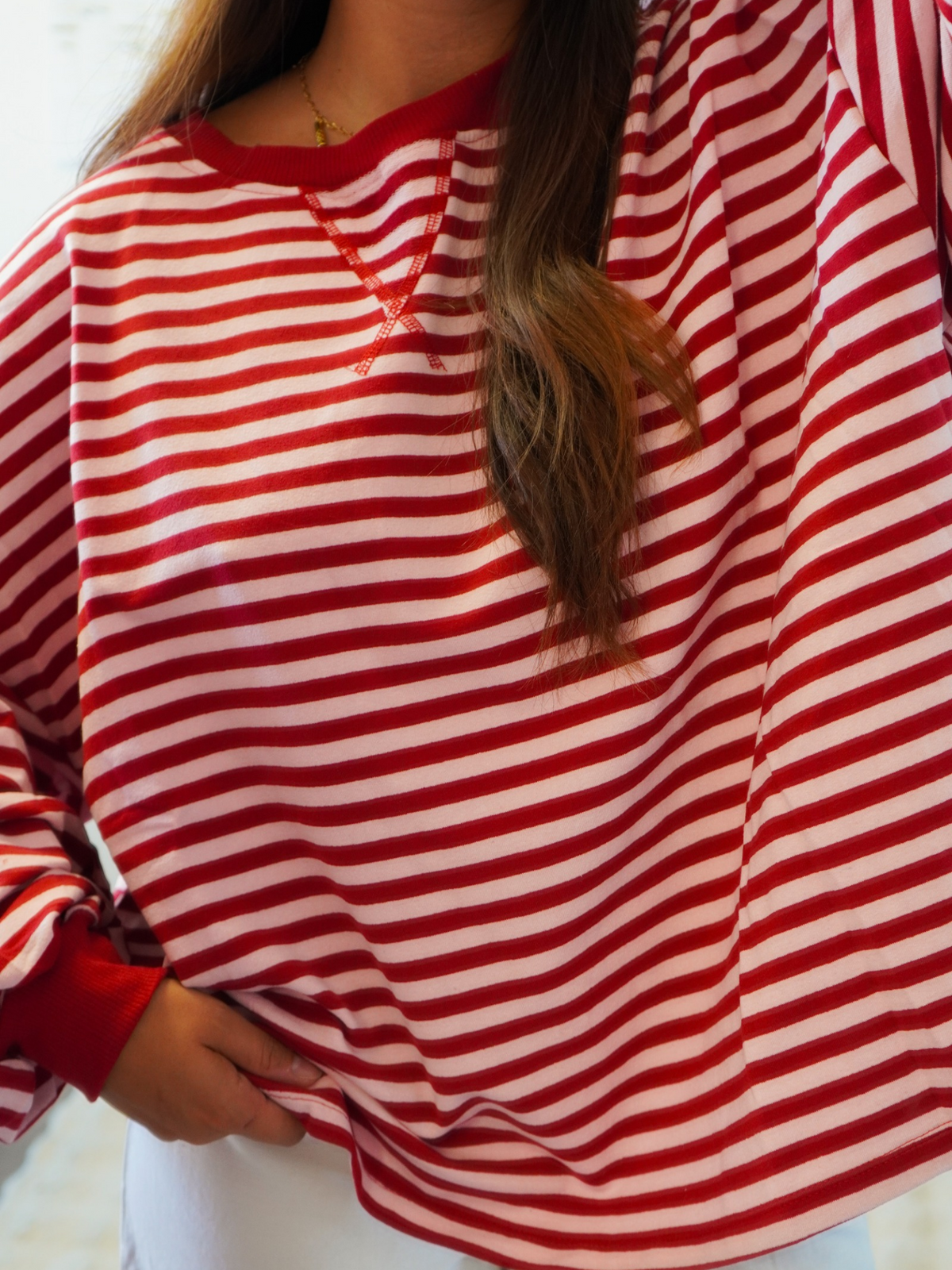 Marinière rose et rouge