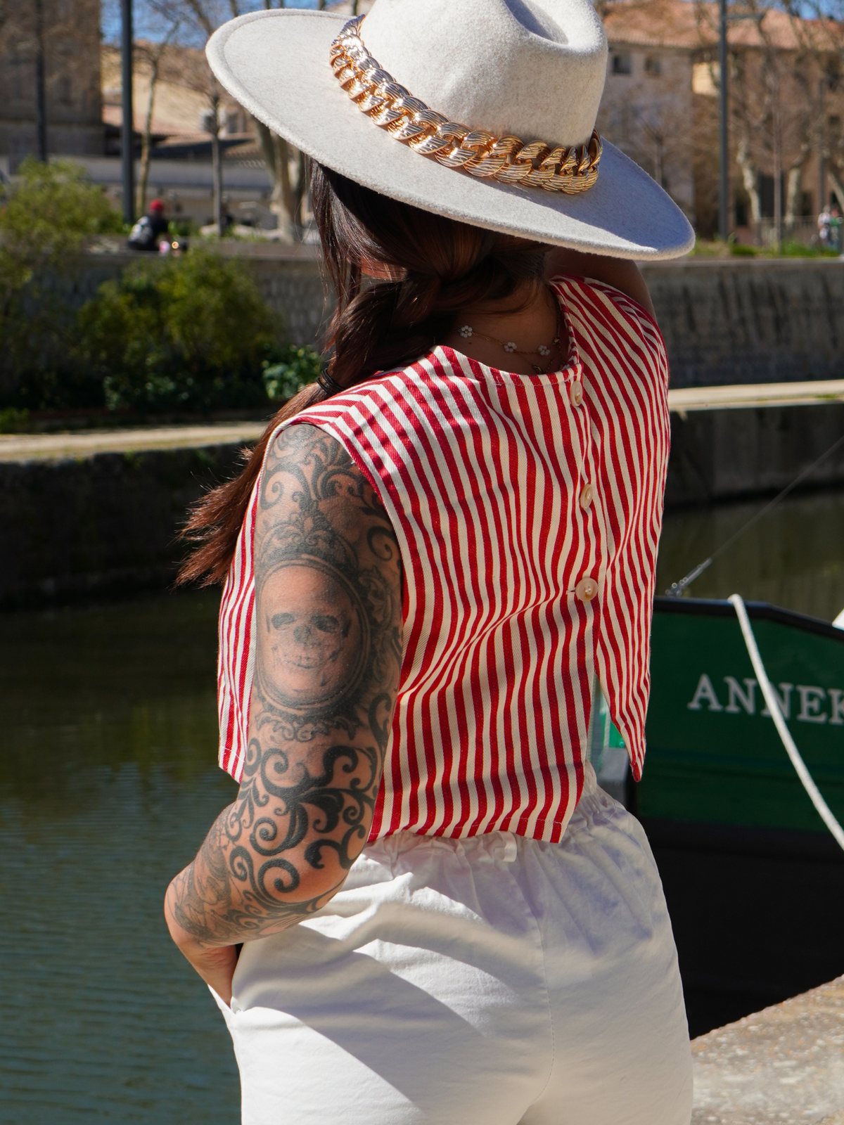 Crop top rayures rouge