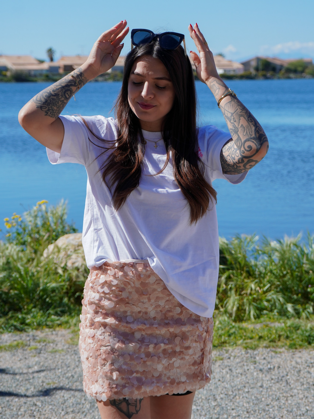 Jupe sequin rose