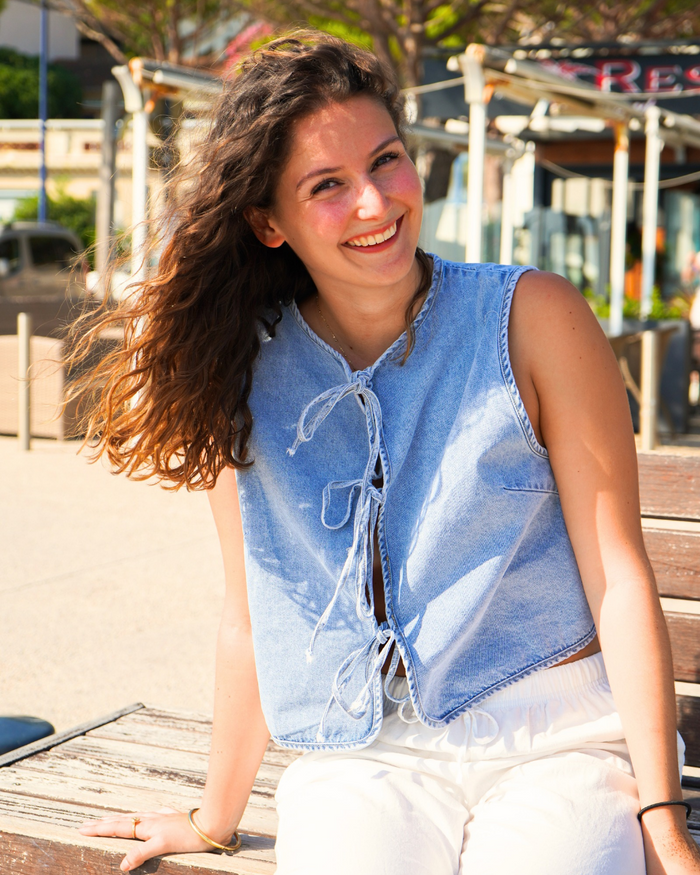 Gilet nœud en jean