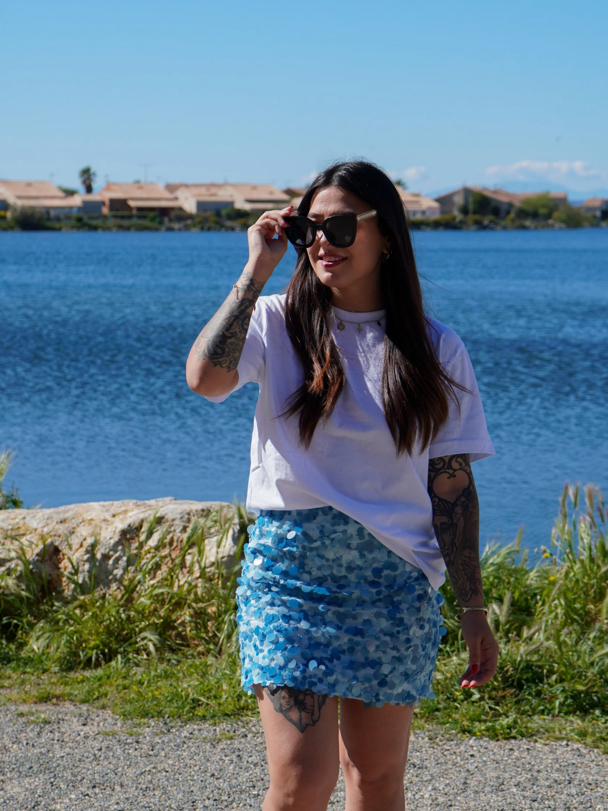 Jupe sequin bleu