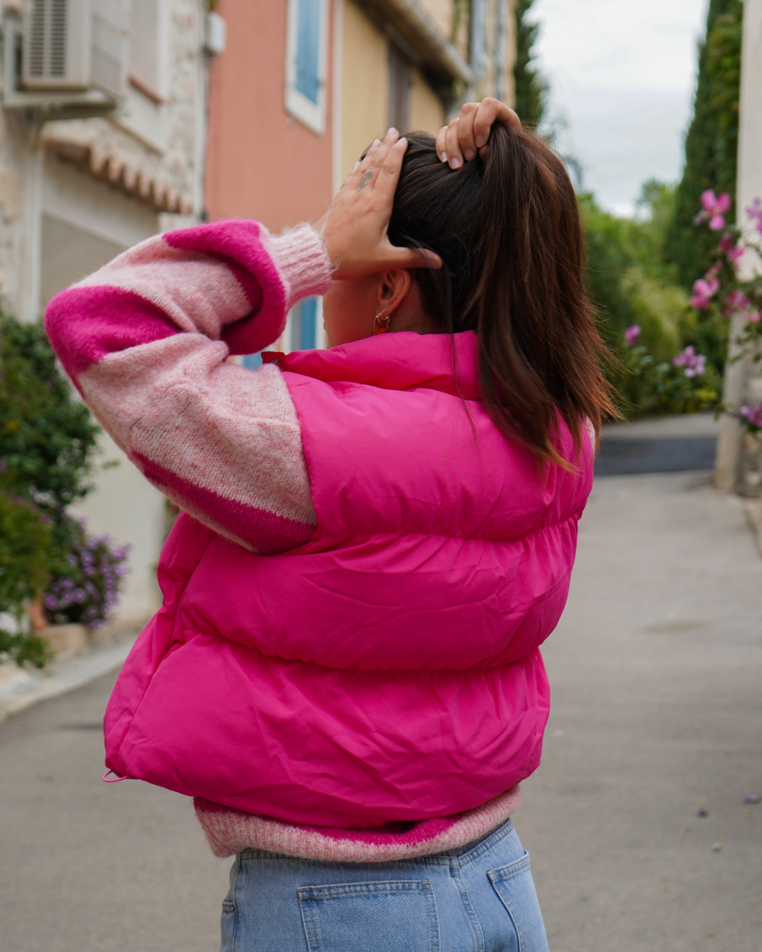 Doudoune sans manches rose