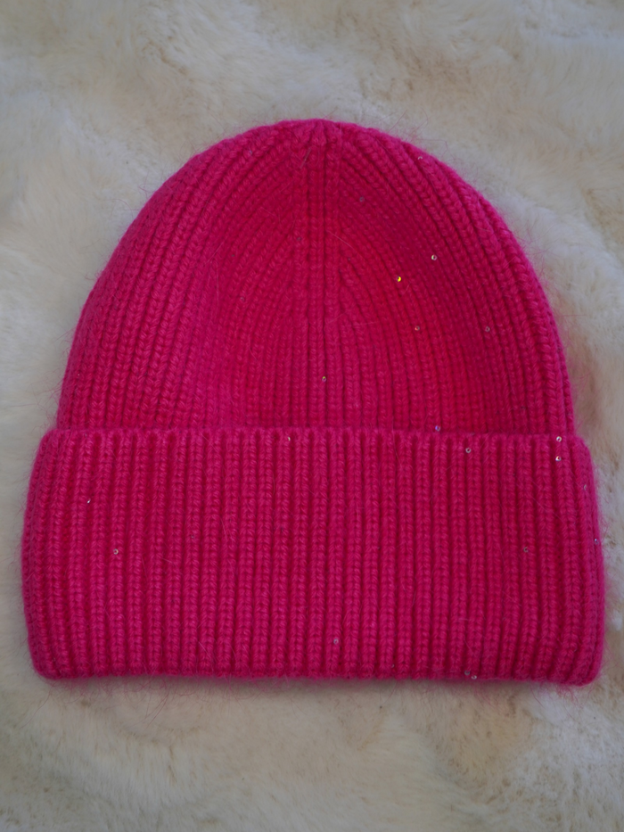 Bonnet paillette rose