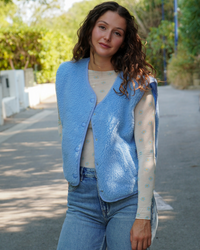 Gilet moumoute bleu
