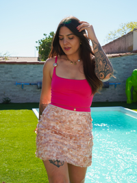 Jupe sequin rose