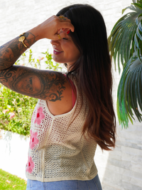 Gilet crochet fleur