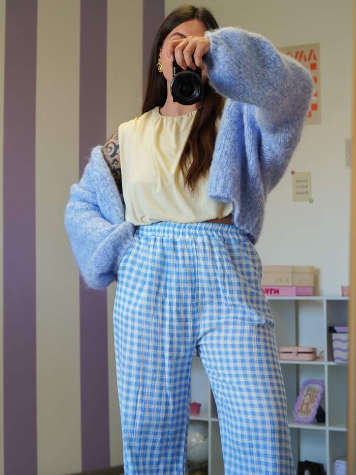Pantalon vichy ciel
