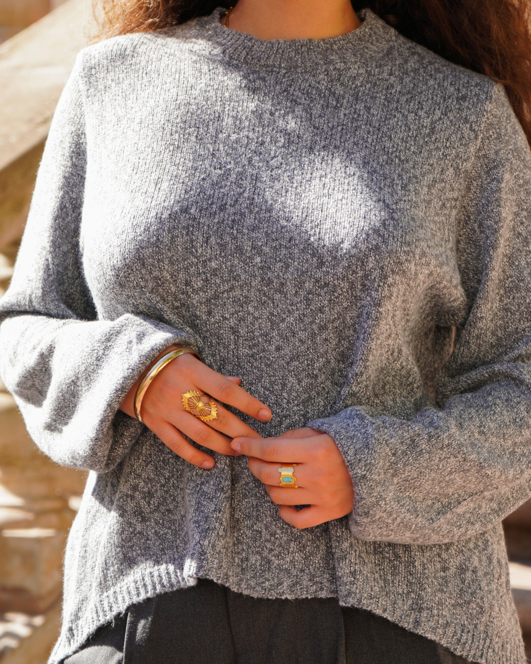 Pull dos nu gris