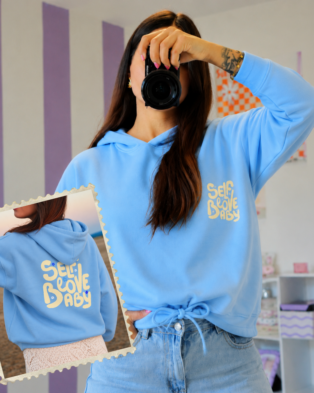 Sweat capuche (nœud) Self love Baby (5 couleurs)
