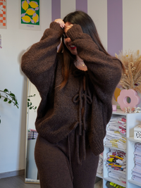 Pull gilet nœud chocolat