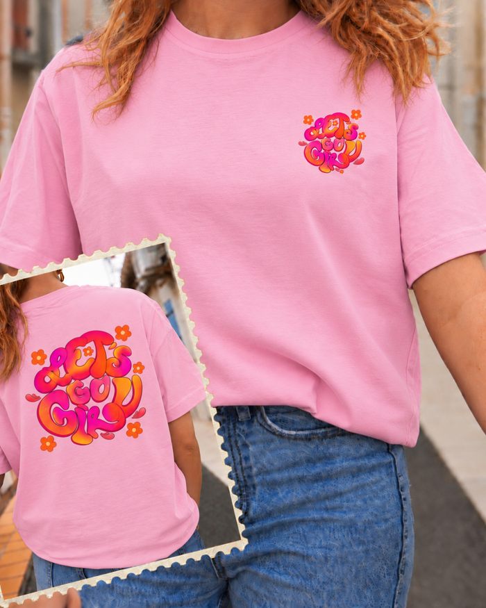 T-shirt Let's Go Girl (🤍🖤🩷)