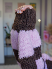 Pull rayures rose et marron