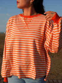 Marinière orange et écru