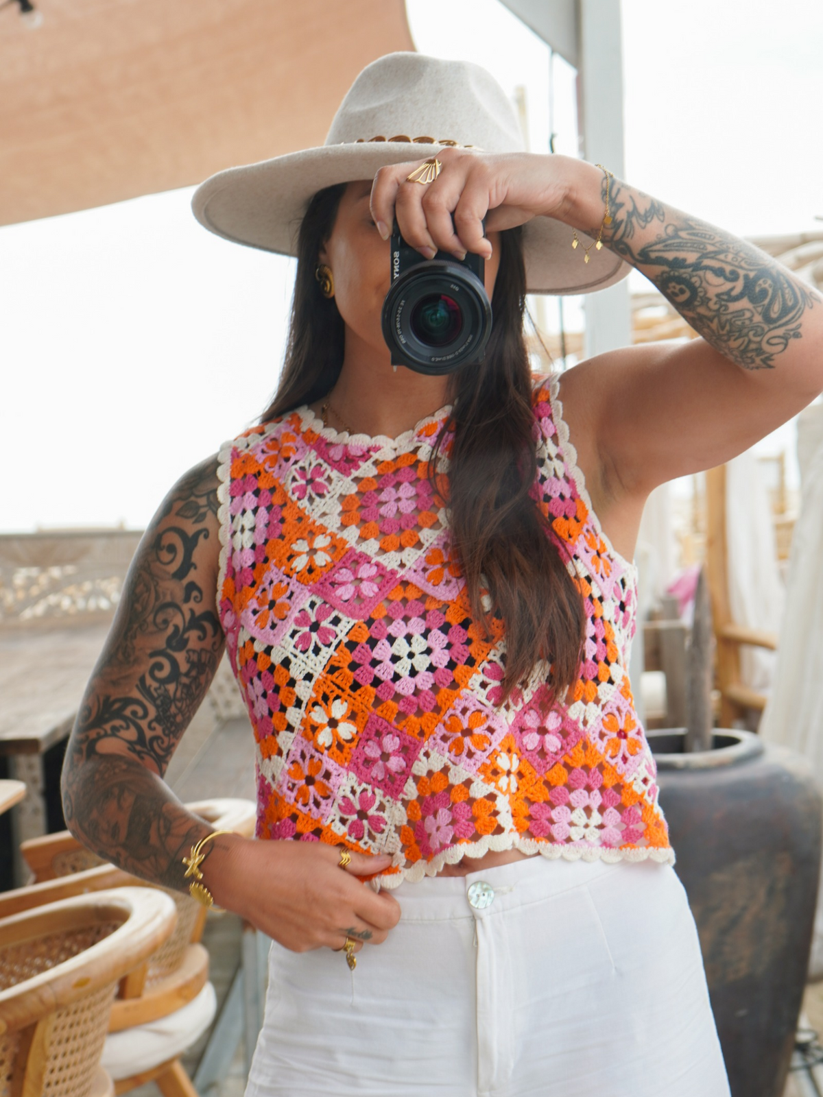 Top crochet orange