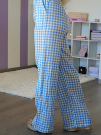 Pantalon vichy ciel