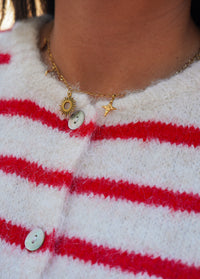 Cardigan rayures rouge/blanc