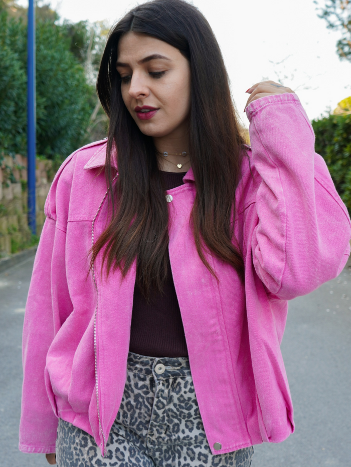 Veste en jean rose