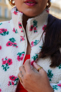 Polaire teddy fleurs rouge