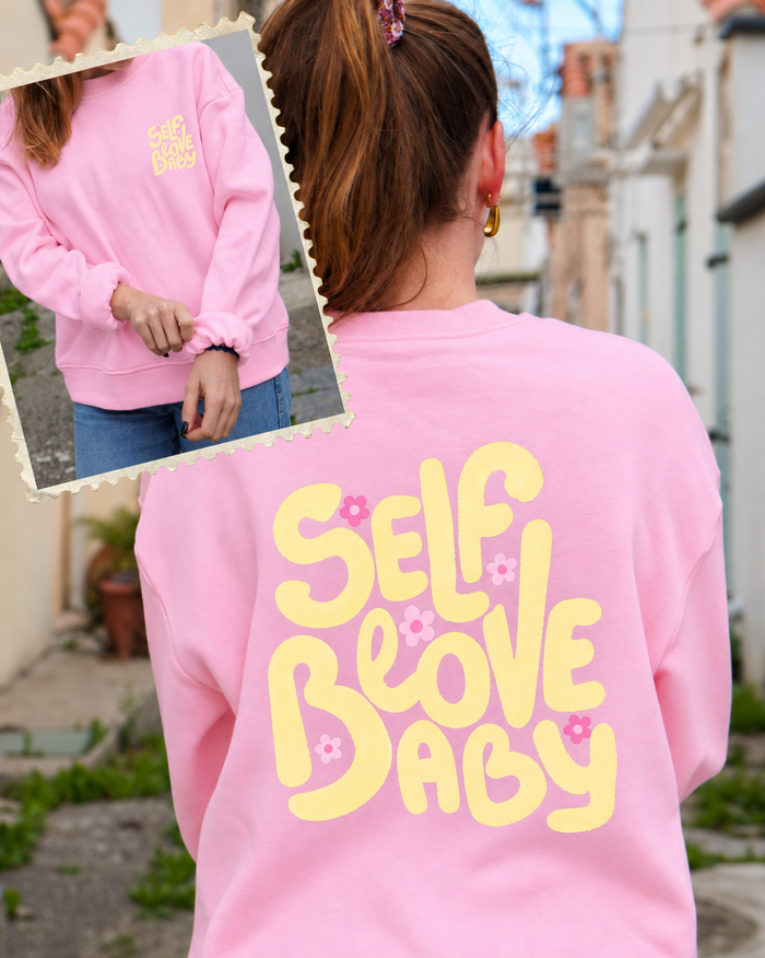 Sweat col rond Self Love Baby (🖤🩷)