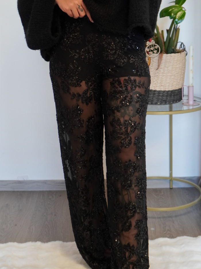 Pantalon sequin noir