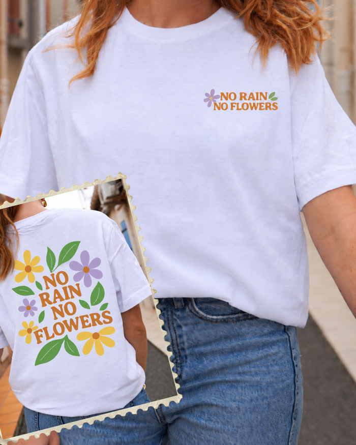 T-shirt No rain No flowers (💛🩷🖤🤍)