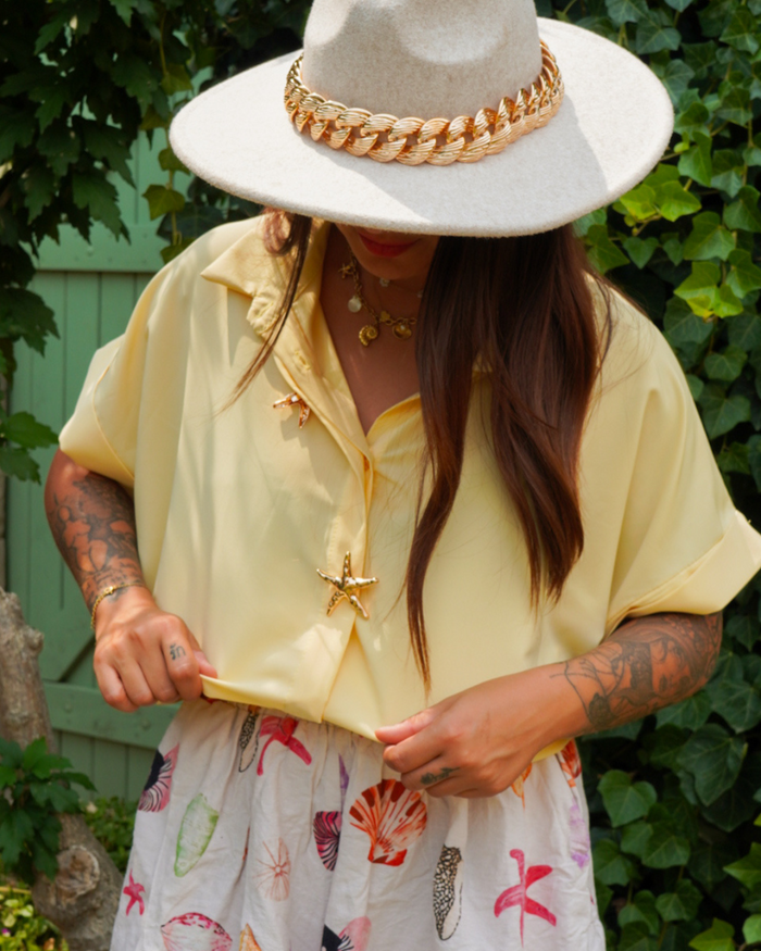 Chemise broche jaune