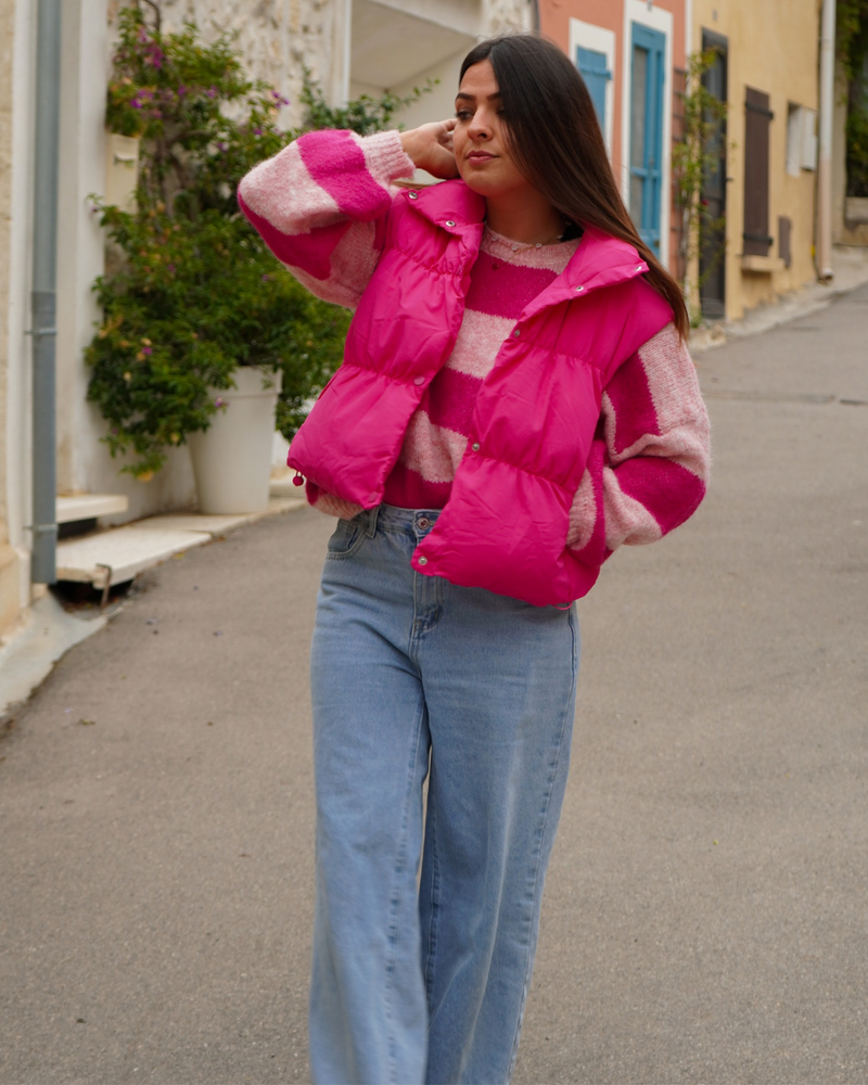 Doudoune sans manches rose