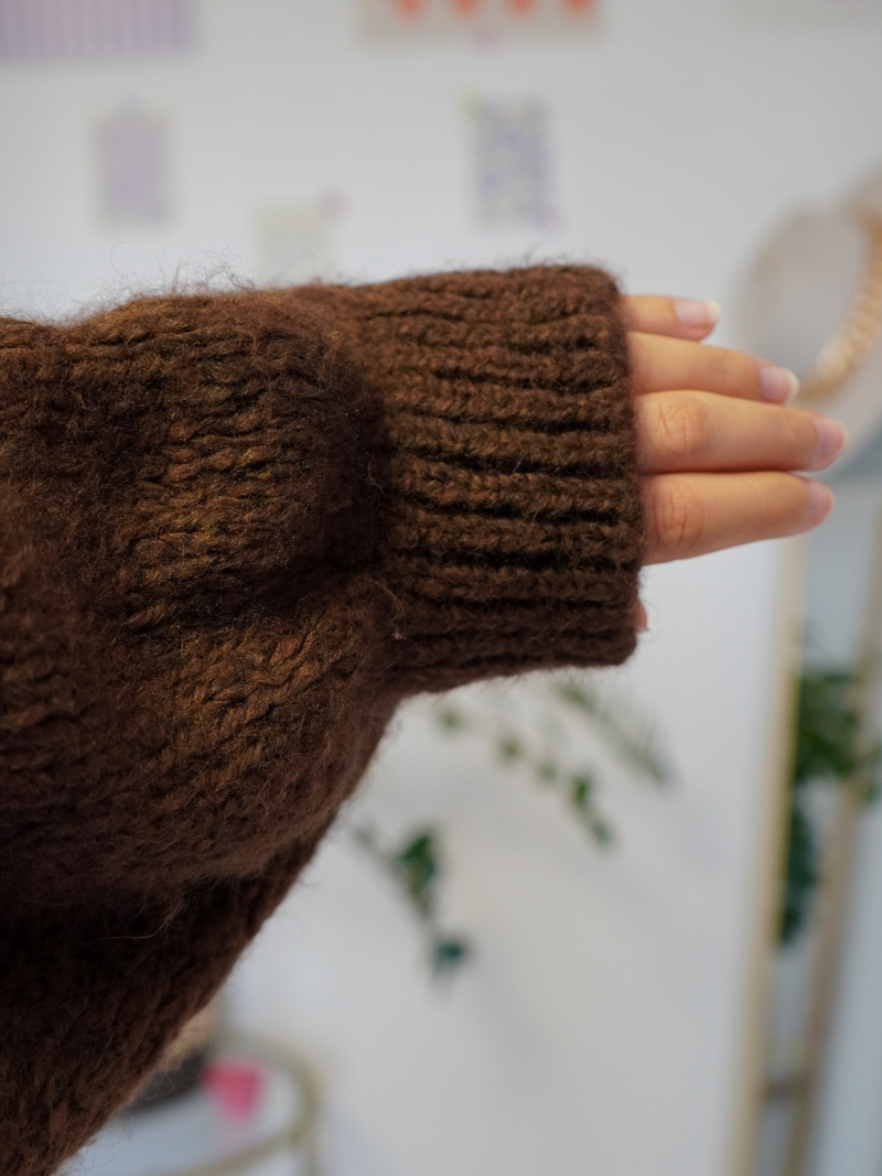 Pull gilet nœud chocolat