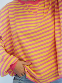 Top rayures manches longues rose