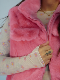 Gilet fausse fourrure rose